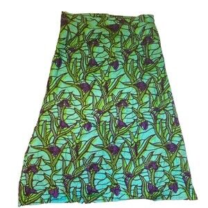 Handmade Veritable Wax Print Fabric African Skirt - 32" Length Aqua Green Purple